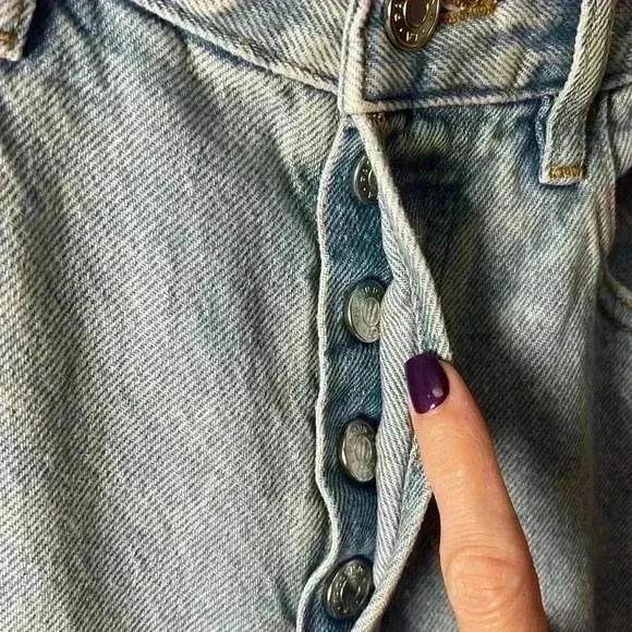 PacSun Distressed Ripped Knee Dad Jeans Size 27 Light Wash - Picture 3 of 11